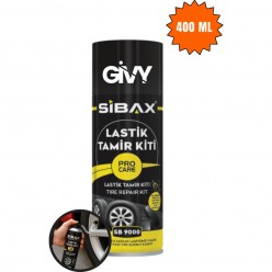 Lastik Tamir Kiti Sprey 400 ml – Patlak Lastik Şişirme ve Anında Onarım Spreyi SB9000