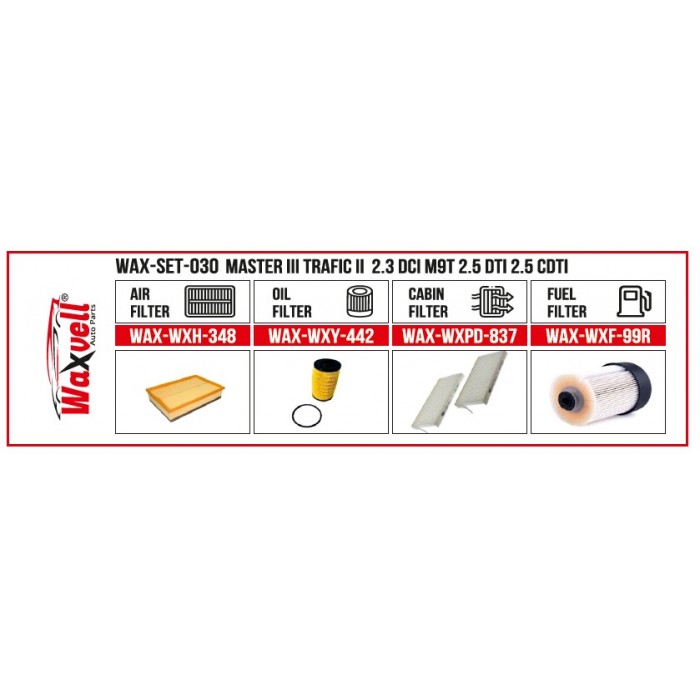 MASTER III TRAFIC II  2.3 DCI M9T 2.5 DTI 2.5 CDTI FİLTRE BAKIM SETİ